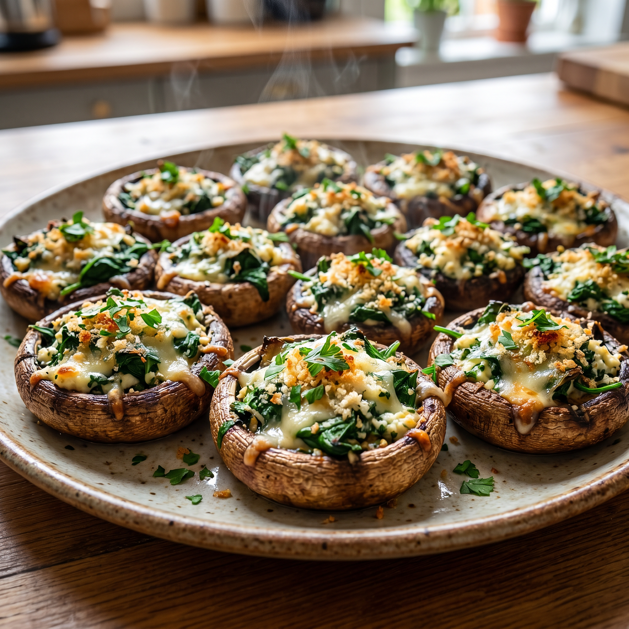 Champiñones Rellenos de Espinaca y Queso