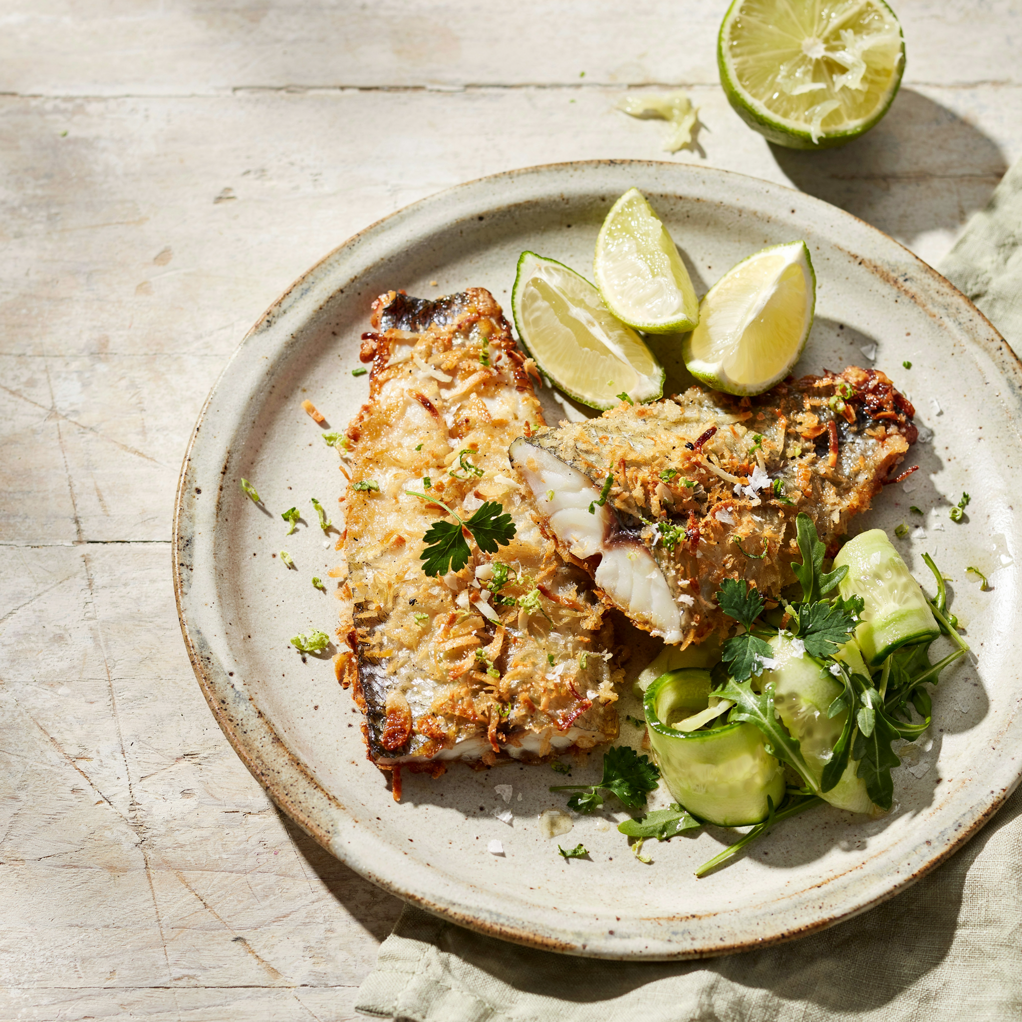 Filetes de Panga Crujientes con Coco y Lima