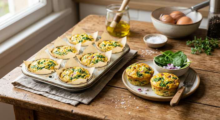 Mini Tortillas de Huevo y Espinaca