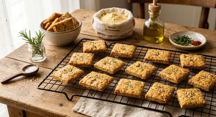 Galletas Saladas de Garbanzo y Romero